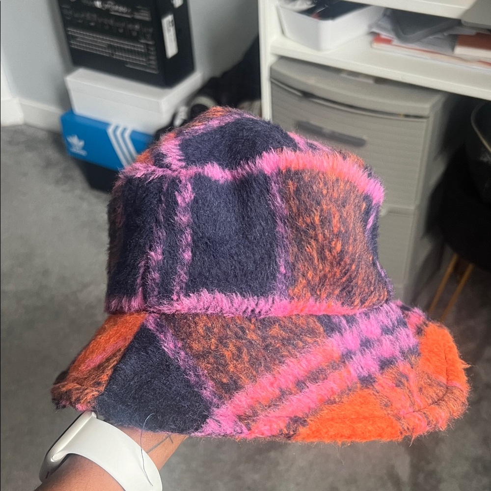 Primark Pink and Orange Plaid Hat